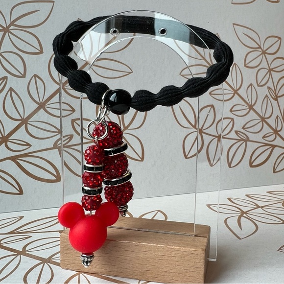 Beaded Mickey and Rubber Duck Hair Ties - Black and Orange Ties - Picture 3 of 14